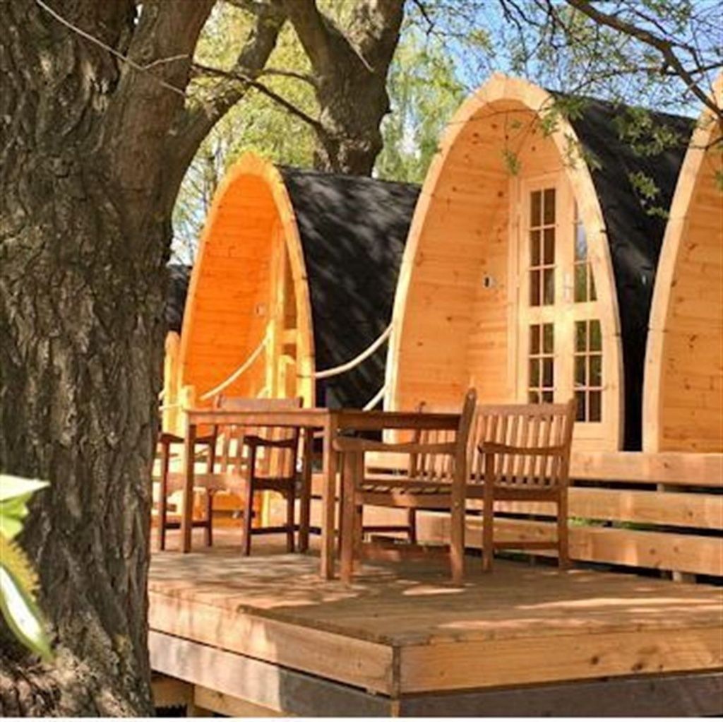 Lakeside Cabins in the front row on the Gnadensee
